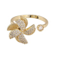 Anillo Giratorio Spinner Rotatable Windmill Shaped Opening Ring Shiny  Adjustable CZ Rhinestone Zircon Windmill Spinning Ring