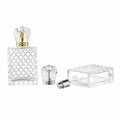 Luxury Flat 100ml Spray Bottle Fine Mist Silver/Golden Cap Grid Rhombus Carved Empty Glass Unique Perfume Fragrance Bottle