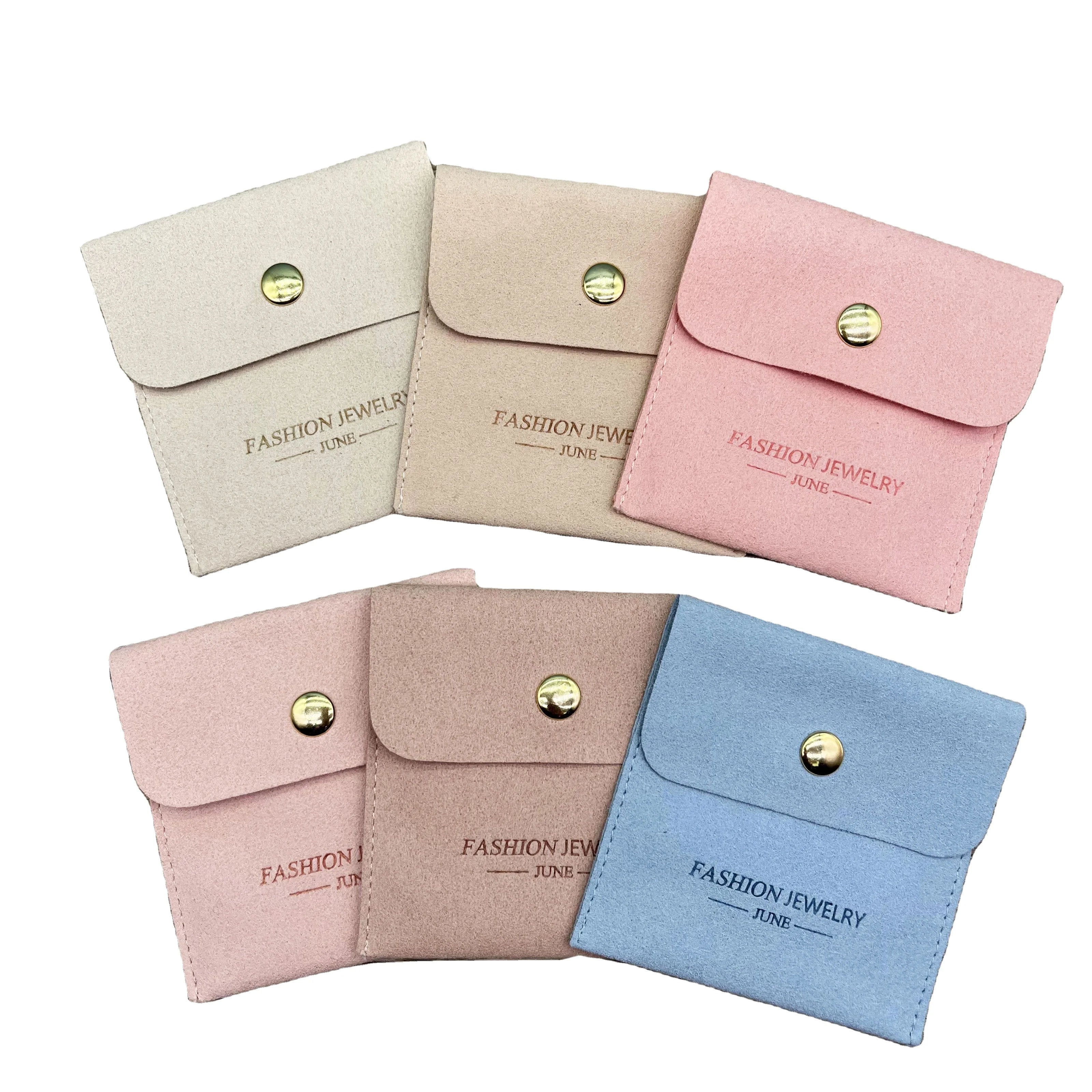 JUNE  Luxury Microfiber Suede Jewelry Storage Earring Pouch with Emboss Logo