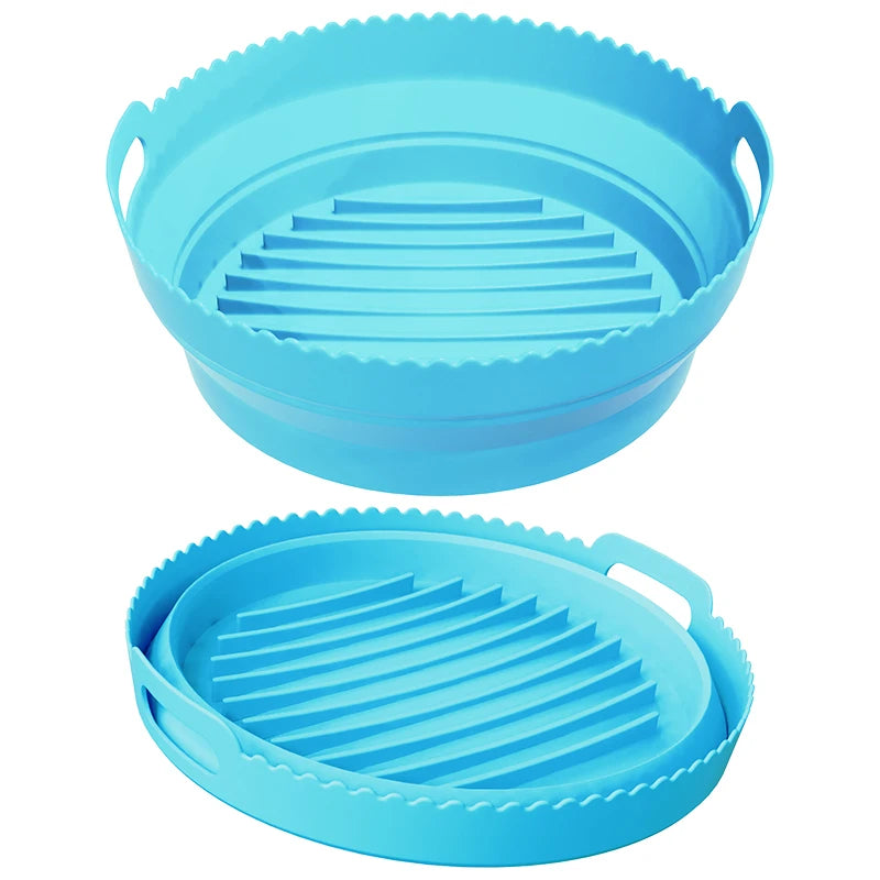 Hot Air Fryer Accessories Set Reusable Air Fryer Liners Silicone Air Fryer Basket for Baking Roasting Microwave