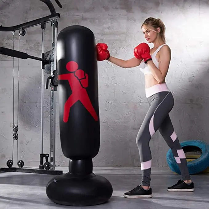 Kicking MMA  Boxing Column Inflatable Punching Boxing Bag With Stand for  Adults & Kids