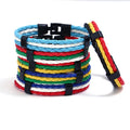 Customizable Football Sports Fans National Flag Woven Leather Bracelets with Metal Clasp Bangle Fashion Cuff Wristband