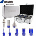 1set/10pcs M14 Thread Diamond Drill Core Bits Hole Saw Hole Cutter with Box 6/6/20/25/35 50mm Chamfer Bit+HEX Adapter