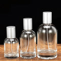 Custom Round Empty Clear Fragrance Glass Perfume Bottle with Cap 30ml 50ml 100ml Sizes for Screen Printing