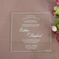 6X6 Inches DIY Clear Acrylic Wedding Invitation Card Square Transparent with White Foil Save the Date Paper Material