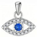 YILUN Rhodium Plated 925 Sterling Silver Eye Pendant Necklace Blue Zircon Stone-Dazzling Protective Charm Jewelry for Women