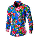 Men's Northeast Large Flower Long Sleeved Cardigan Shirt Large Size Fashionable Trend Casual Multicolor Shirt