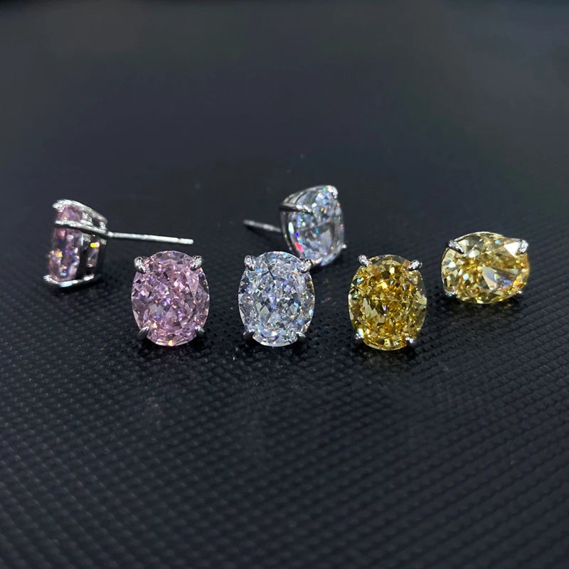 CAOSHI Wholesale Jewelry Women Trendy Minimalist 925 Silver Plated New Design Crystal Oval Cubic Zirconia Wedding Earring Stud
