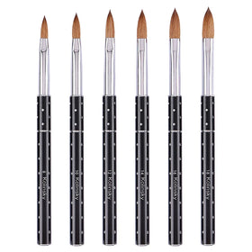 Custom Logo 100% Kolinsky Hair Black Wood Handle Round Head Acrylic Professional Nail Art Brush Set