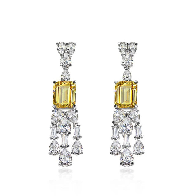 Latest Fashion Jewellery Bridal Party White Cubic Zircon Long Earrings for Women
