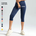High Waist Fitness Pants Quick-Drying Yoga Trousers with Hip Lifting & Crossover Solid Pattern Gym Leggings