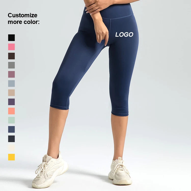 High Waist Fitness Pants Quick-Drying Yoga Trousers with Hip Lifting & Crossover Solid Pattern Gym Leggings