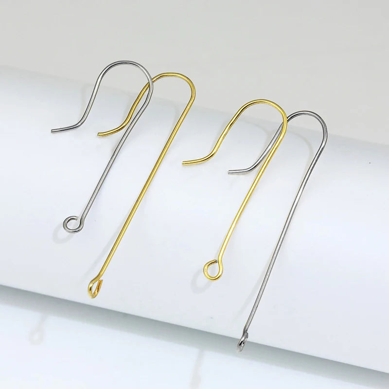 316 Stainless Steel Ear Hooks Fashion Gold-Plated Long Ear Accessories for Semi-Finished Earrings for Weddings and Parties