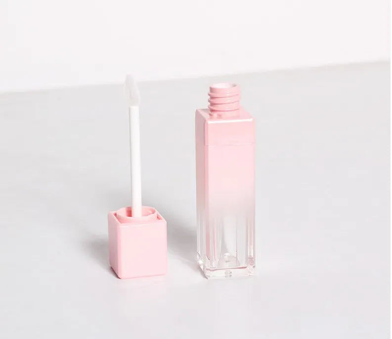8ML DIY Empty Plastic Lip Gloss Tube Glaze Essence Cosmetics Container Thick ABS Pink Makeup Packaging Separate Bottling