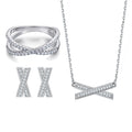 Hot Sale Silver Jewelry Sets White Gold Plated Crossover Shaped 925 Sterling Silver Jewelry Sets