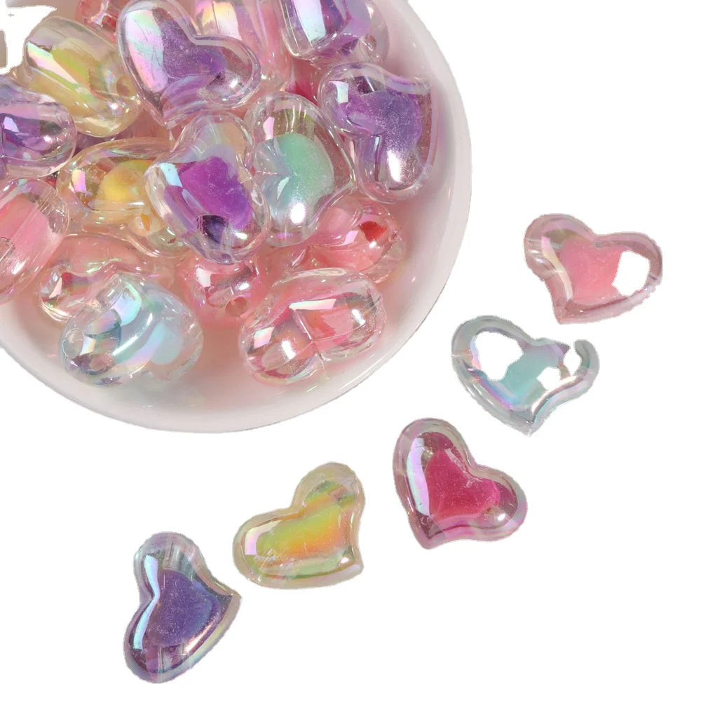 Acrylic Candy Flower Heart Star Beads Shiny AB Color UV Beads for Jewelry Making Handmade Hair Ring Gifts KidToys Keychain