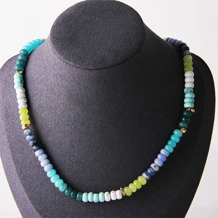 New Products Natural Stone Brass Beads Necklace Women Handwork Long Chain Women's Necklace
