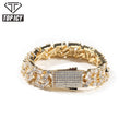 Hot Sale Ins 18K Gold Plated Cuban Bracelet 13mm Cuban Link Chain Iced Out Rectangle CZ Hip Hop Jewelry Men Silver Gold Bracelet