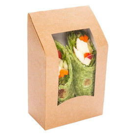 Sandwich Wrap Containers Paper Boxes With Window Disposable Kraft Paper Grease-Resistant Packing Custom Box