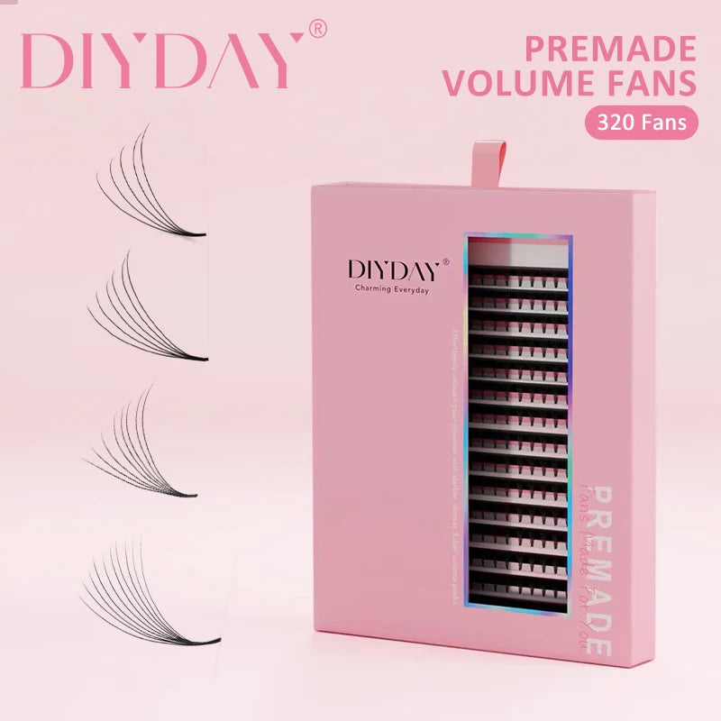 DIYDAY 5D 6D 8D 10D Pre Made Fans Korea PBT Silk Vegan Volume Eyelash Extensions  Trays Eyelash Trays