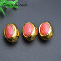 Fashion Jewelry Wholesale Anti Fading 18K Gold Plated Oval Shape Red Color Stone Loose Beads for Bracelet Necklace Making