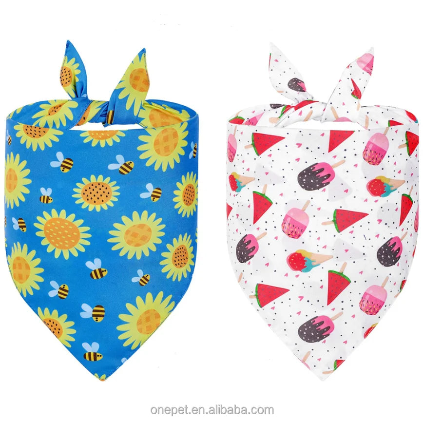 Sweet Summer Fashion Polyester Dog Bandanas and Bibs Printed Fruit Bandanas-Bulk Stock Pet Accessory