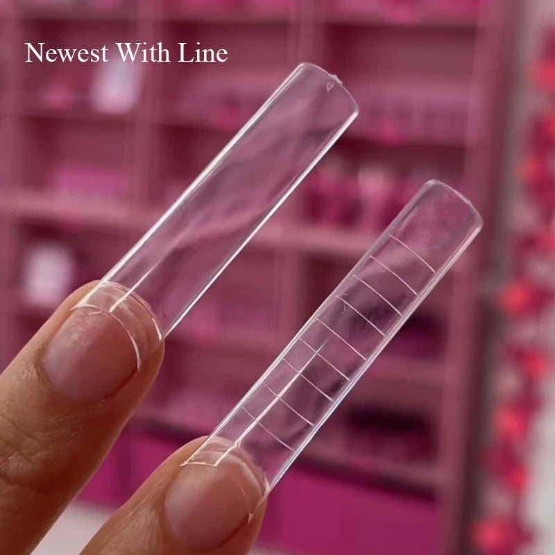 2025 Newest Line Nail Tips XXL Non C Curve 500Pcs Extra Long Straight Nails ABS Custom LOGO XXL No C Cover Square Nail Tips
