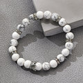 DIY Handmade Stretch Turquoise Frosted Black Stone Beads Healing Bracelet 8mm Natural Stone Leo Charm Bracelet