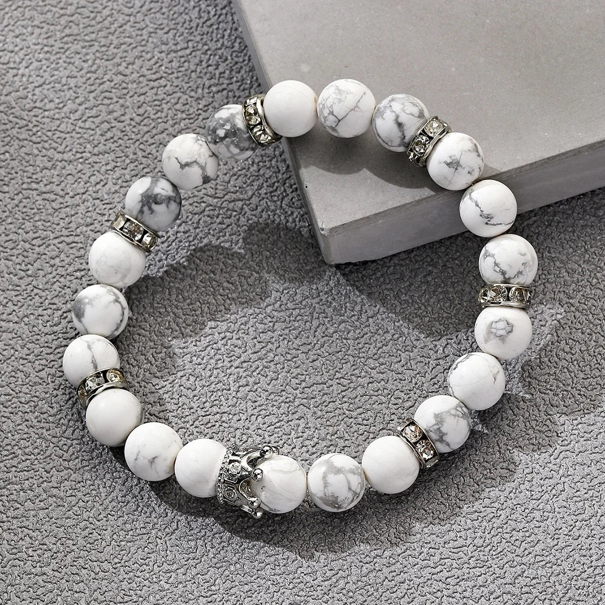 DIY Handmade Stretch Turquoise Frosted Black Stone Beads Healing Bracelet 8mm Natural Stone Leo Charm Bracelet
