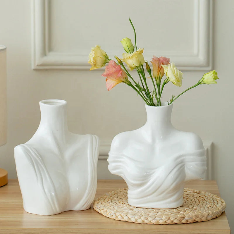 Nordic Human Body Large Flower Arranger Flower Art Home Hydroponic Creative Ceramic Vase