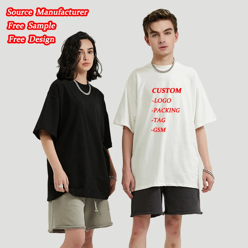 OEM Custom Streetwear Blank 230gsm 100% Cotton Tshirt Luxury Quality O-neck Blank Drop Shoulder Oversize T-shirt for Men
