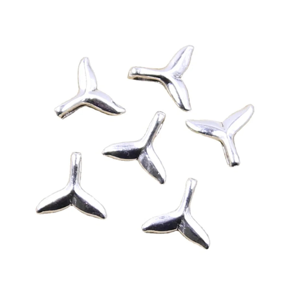 Charms Whale Tail 10x10MM Tibetan Bronze Silver Color Pendants Antique Jewelry Making DIY Handmade Craft