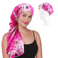 The United States Best-selling Ladies Dual-purpose Long Hair Cap Shower Cap Satin Printing nightcap Elastic Buckle