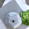 NM20121 Black Agate Onyx Natural Gemstone Cross Crucifix Necklace Gold Filled Chain Minimal Minimalist Jewelry