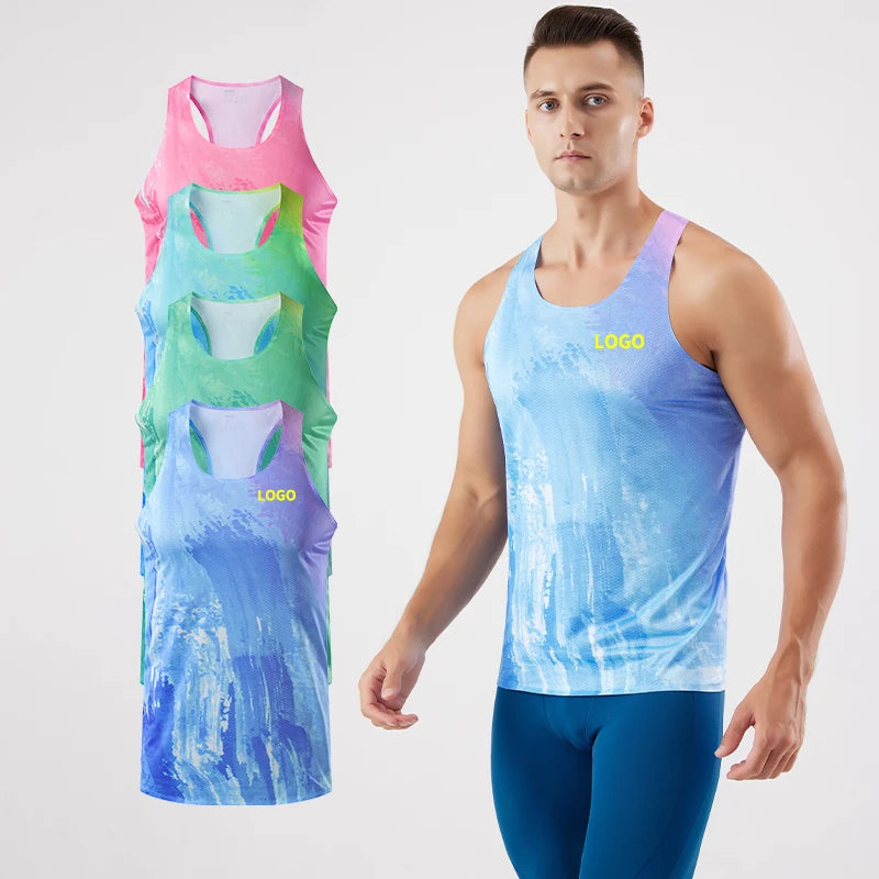 Colorful Training Sports Vest Sweat-Wicking Sleeveless Sports I-tank Top Vest Men's Running Workout Vest