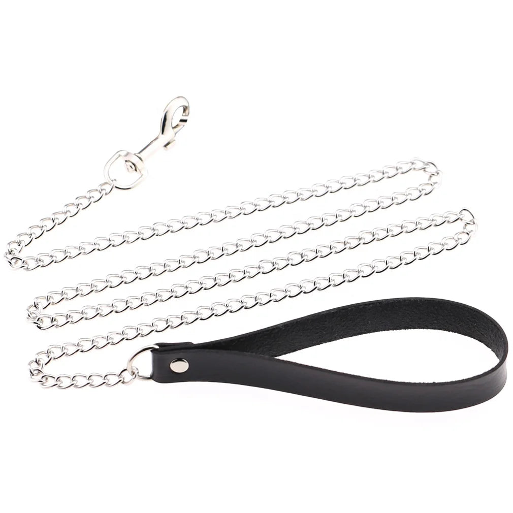 Gothic Leather Handle Traction Rope Dog Chain Pet Traction Belt