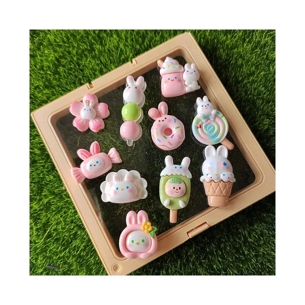 Rabbit Resin Charms Rabbit Mini Food Donut Ice Cream Lollipop Flower Candy Sweet Gourd Kawaii Jewelry Accessories