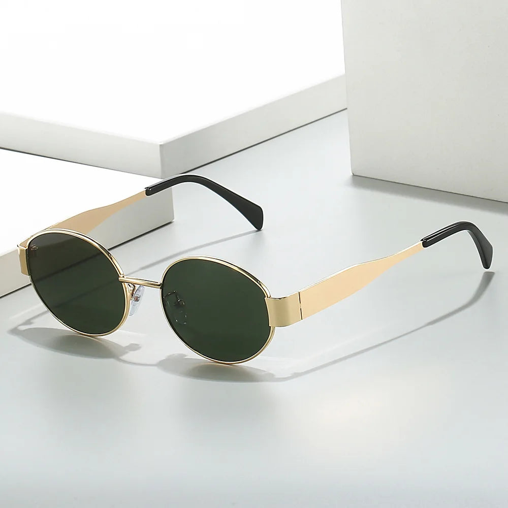 Hot Wholesale Custom logo Fashion Trendy Vintage Classic Eyeglasses Uv400 Retro Metal Frame Round Sunglasses 2024