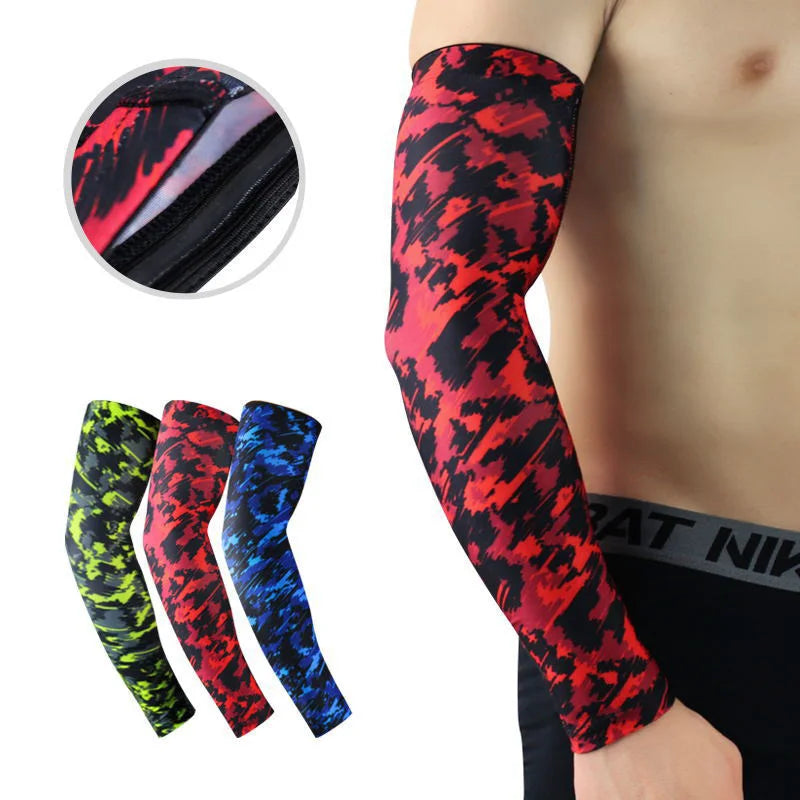 Sketch Red Colorful Thin Taekwondo Golf Outdoor Sport Racing Long Elbow Compression Sleeve Super Breathable Arm Arthritis Guard