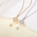 Wholesale Stainless Steel Chain Simple Luxury Fashion Design Women Zircon Pendant Flower Key Necklace
