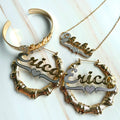Best Selling Metal Two Tone 18K Gold  Silver 3D Custom Name Double Plated Name Necklace Personalised Bracelet Earring