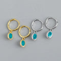 Isunni Extravagant Bohemian Drop Hoop Earrings S925 Sterling Silver Green Enamel Glue Starry Sky Design Gold Trendy Gift Zircon
