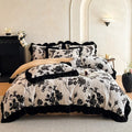High Gram Weight Digital Printing Duvet Cover Ruffles Velvet Bed Sheet Pillow case Home Textile Bedding Set