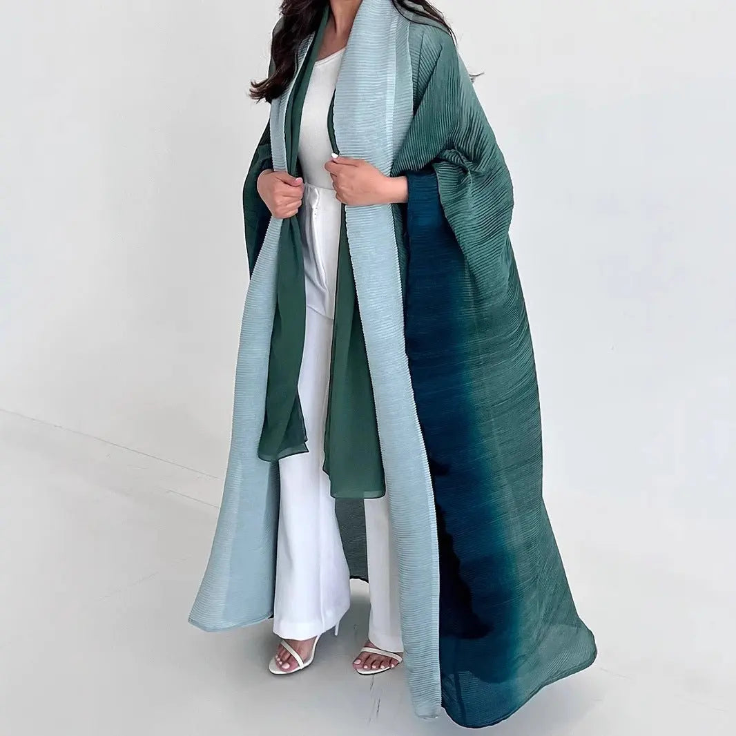 Nisamodest Abaya Emirates 2025 Coat Abaaya Muslim Hijabi Dress Islamic Clothing Open Embroidery Pleated Abaya for Muslim Women