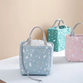 Korea Snow Pattern Blue Kids Portable Insulated Thermal Cooler Box Drawstring Lunch Bag for Women Ladies Girls Cute Picnic Bag