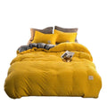 YongHo Modern European American Vintage Satin Cotton 4 Piece Flat Sheet Duvet Cover 4PCS Bedding Sheet Set