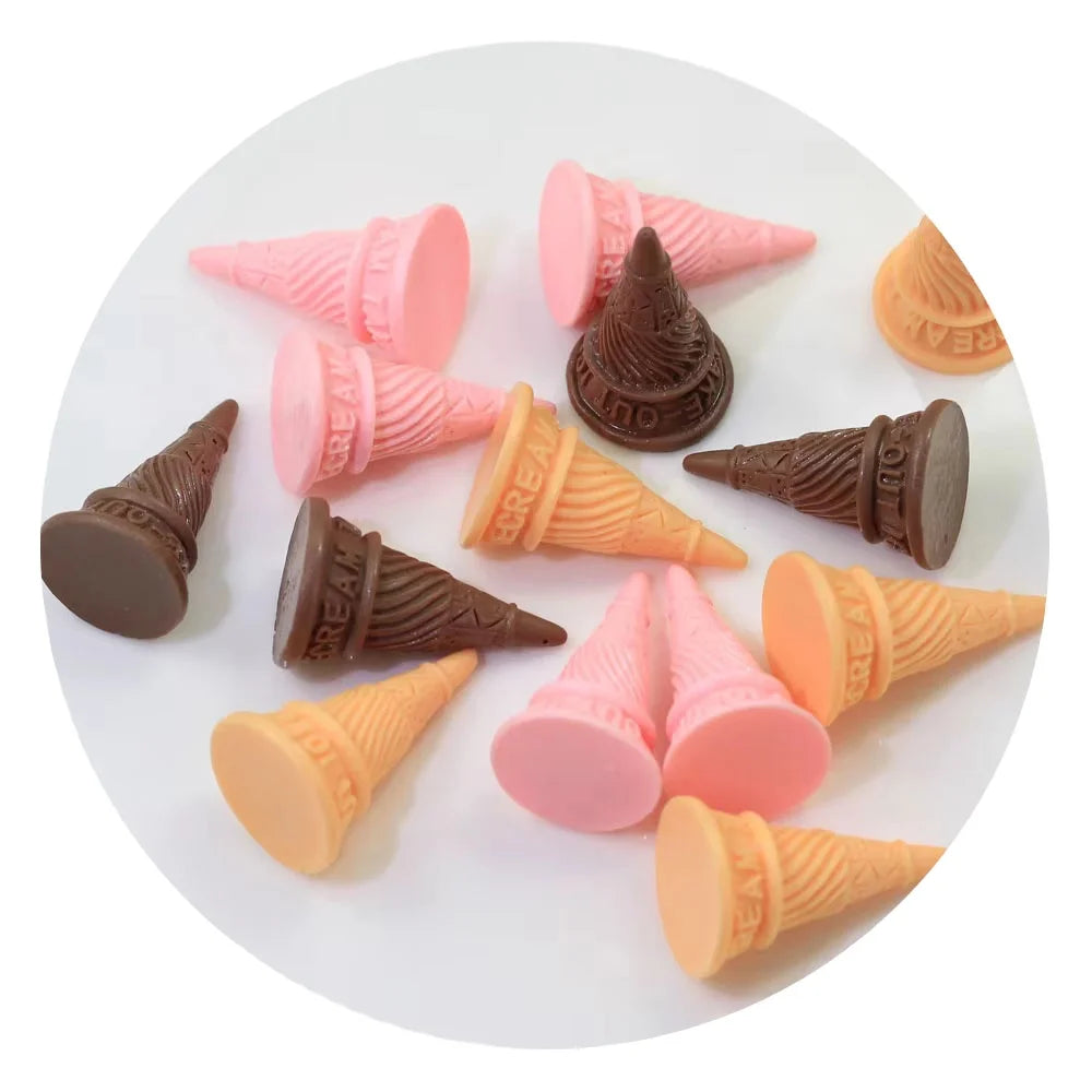 100Pcs Mini Cute Ice Cream Flatback Resin Cabochon Scrapbooking Phone Decoration Craft Embellishments DIY Hair Bow Accessories