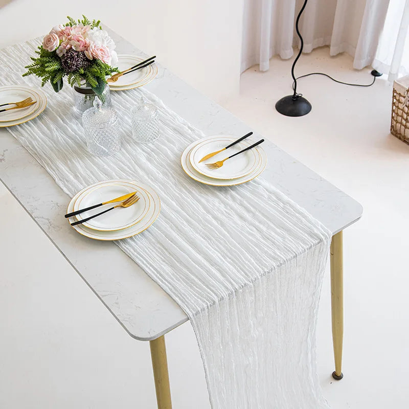 Stock Wedding Luxury 300cm Striped Woven Bohemian Crepe Table Runner for Home & Hotel Use
