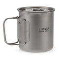 Ultralight Titanium Cup Outdoor Portable Camping Picnic Water Cup Mug with Foldable Handle 300ml / 350ml / 420ml / 550ml / 650ml