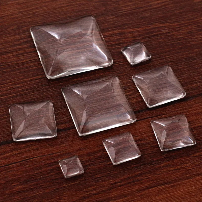8mm 10mm 12mm 15mm 18mm 20mm 25mm 30mm Square Flat Back Clear Glass Cabochon High QualityWholesale Promotion